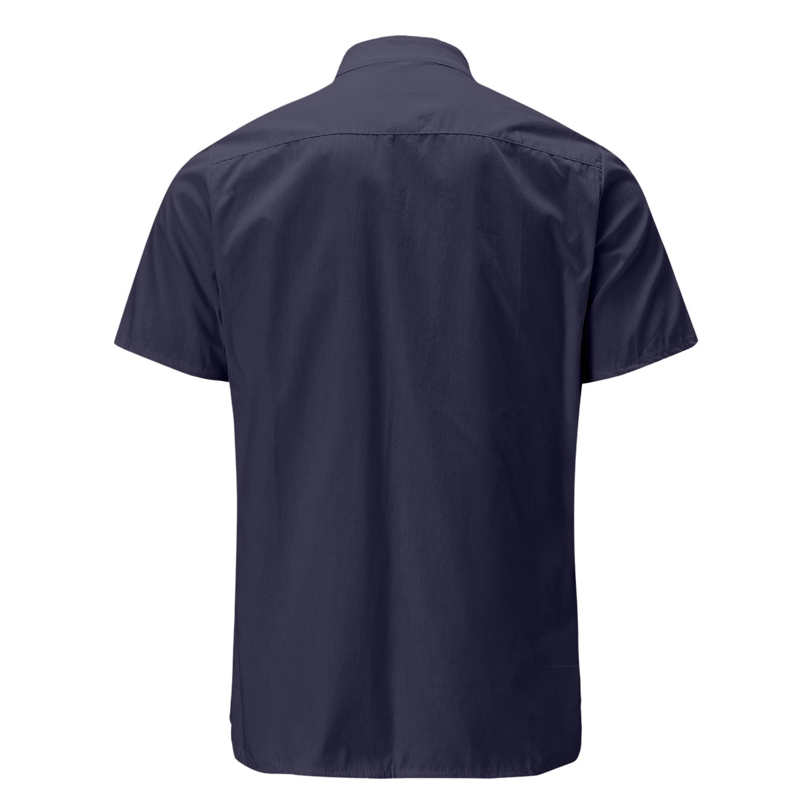 thumbnail image 5 of Camisa informal de manga corta con botones y color liso para hombre: poliéster ligero, corte holgado, lavable a máquina - S-XXXXL, 5 of 5